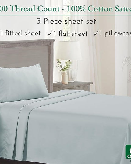 California Design Den Luxury Twin Sheet Set - 100% Cotton, 600 Thread Count Deep Pocket Twin Sheets, Soft Hotel-Quality Bedding with Sateen Weave - Seafoam - LeafyLoom
