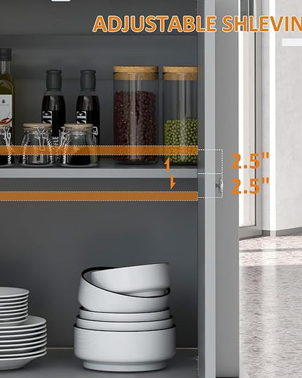 HOMCOM Rolling Kitchen Island Cart, Portable Serving Trolley Table with Drawer, Adjustable Shelf and 2 Towel Racks, Grey - LeafyLoom