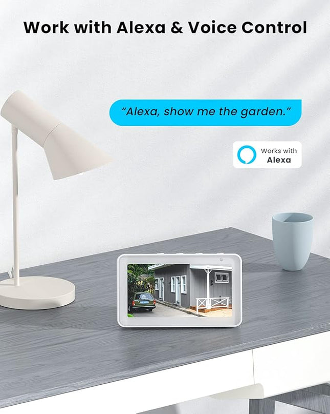 Security Cameras Wireless Outdoor, 2K Solar Security Camera System 360° PTZ with Spotlight & Siren, ieGeek 2.4Ghz Outdoor Security Cameras,Color Night Vision, Work with Alexa, PIR, 2-Way Talk, IP65 ieGeek