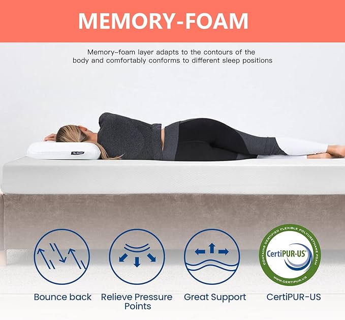 FDW 5 Inch Gel Memory Foam Mattress Medium-Firm Mattress for Pressure Relief & Cooler Sleep Mattress for Kid Adults CertiPUR-US Certified Mattress in a Box, Full - LeafyLoom