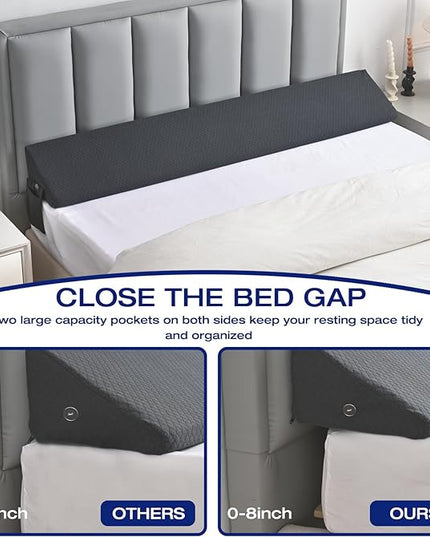 Twin Bed Wedge Pillow for Headboard Gap Filler Pillow Plus (0-8")Mattress Wedge Gap Filler Twin Between Wall and Mattress,for College Dorm,Sleeping Backrest Headboard Pillow Dark Grey(39"x6"x10") - LeafyLoom