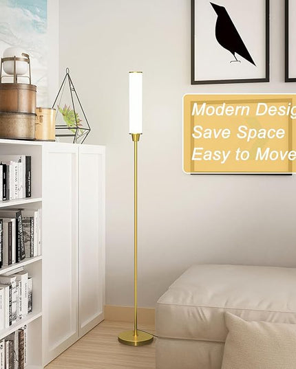 Floor Lamp with Remote Control,Bright Floor Lamps for Living Room/Bedroom/Office, Stepless Adjustable 3000K-6000K Colors and 10-100% Brightness,Standing Light with Foot Switch (Brass Gold) - LeafyLoom