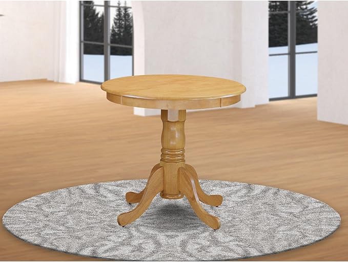 East West Furniture EMT-OAK-TP Eden Dining Room Table - a Round kitchen Table Top with Pedestal Base, 30x30 Inch, Oak - LeafyLoom