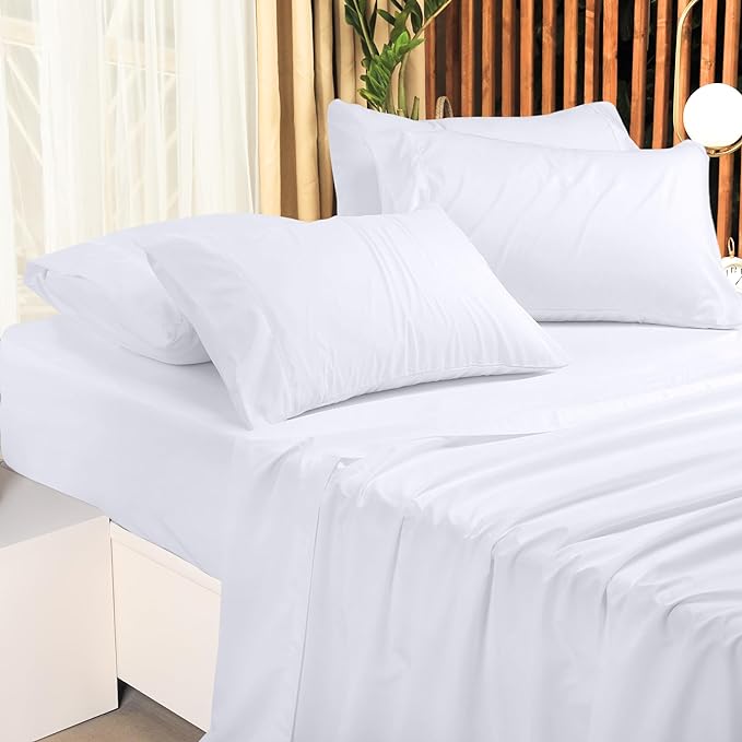 Utopia Bedding Queen Bed Sheets Set - 4 Piece Bedding - Brushed Microfiber - Shrinkage and Fade Resistant - Easy Care (Queen, White) - LeafyLoom