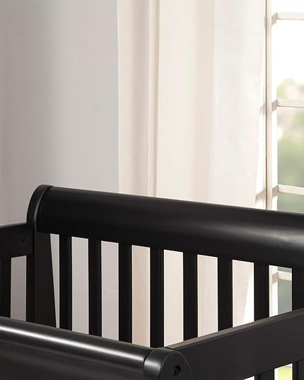 DaVinci Kalani 4-in-1 Convertible Mini Crib in Ebony | Greenguard Gold Certified - LeafyLoom
