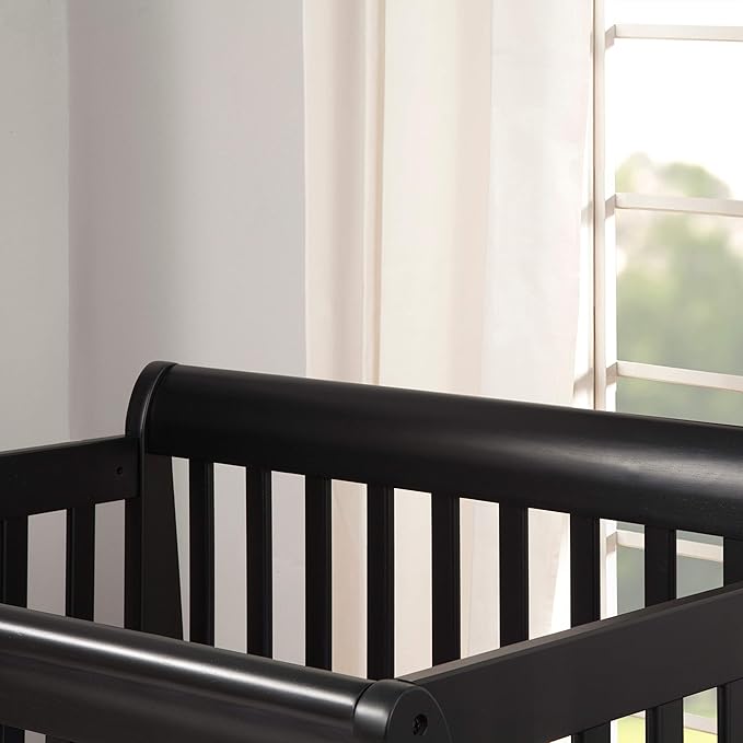DaVinci Kalani 4-in-1 Convertible Mini Crib in Ebony | Greenguard Gold Certified - LeafyLoom