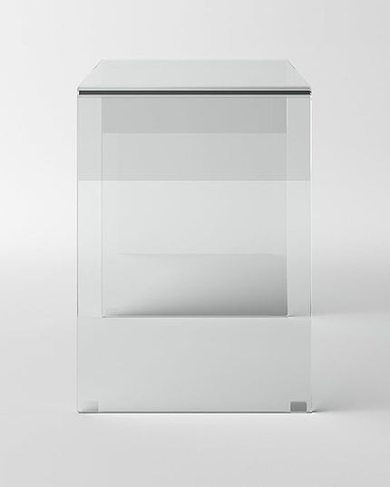 Bent Glass Computer Desk Rectangular Shaped PC Laptop Workstation Table for Home Office, 43.3" L, Clear - LeafyLoom