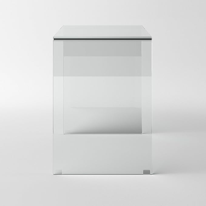 Bent Glass Computer Desk Rectangular Shaped PC Laptop Workstation Table for Home Office, 43.3" L, Clear - LeafyLoom