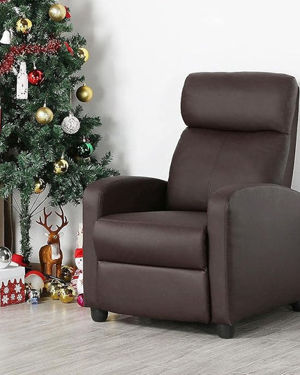 Yaheetech Recliner Chair Faux Leather Recliner Sofa Adjustable Modern Recliner Seat Club Chair Home Theater Seating Brown - LeafyLoom