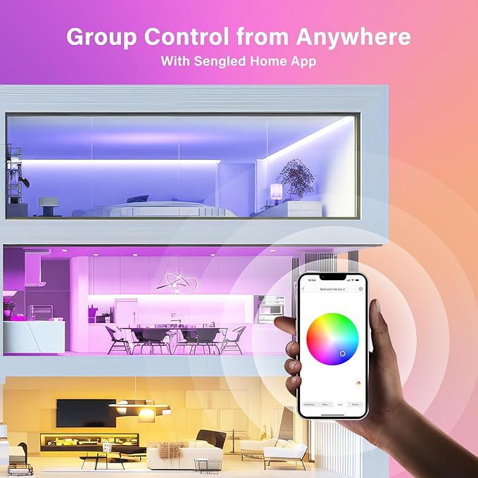 Sengled G2 Wi-Fi Bluetooth Smart Light Bulbs, Smart Bulbs That Work with Alexa & Google Assistant, Color Changing LED Light Bulbs 2000-6500K Dimmable, No Hub Required, 60W Equiv. 800LM CRI>90, 4 Pack Sengled