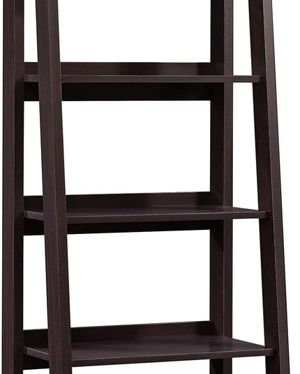 Sauder Trestle 5 Bookcase/Book Shelf, L: 23.54" x W: 16.61" x H: 71.14", Jamocha Wood finish - LeafyLoom