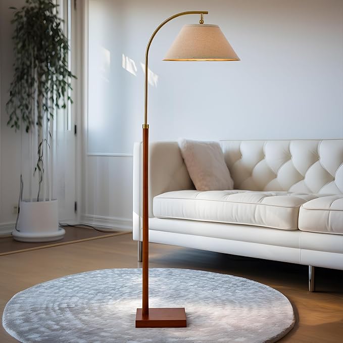 63" Gold Floor Lamp for Living Rooms Tall Arc Standing Lamps for Bedrooms Tall Lamps with Foot Switch for Bedroom - LeafyLoom