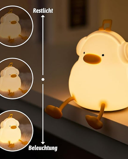 FULLOSUN Duck Night Light, Duck Lamp Kawaii Funny Kids Night Light, Birthday Gifts for Women Teenage Girls Boy Toddler - Portable Squishy Battery Operated - LeafyLoom