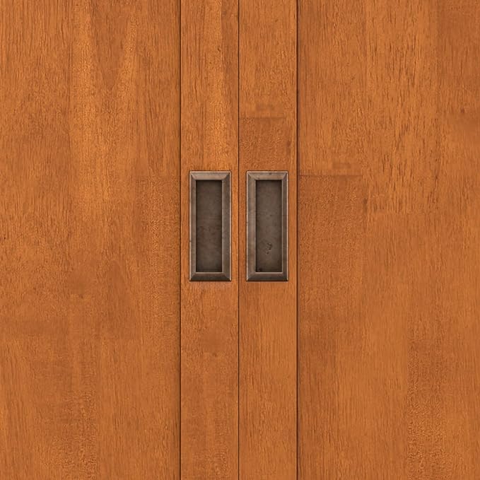 SIMPLIHOME Draper SOLID HARDWOOD Mid Century Modern 32 inch Wide Bar Cabinet in Teak Brown for The Living room, dining room and kitchen - LeafyLoom