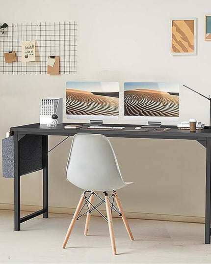 SMUG Computer Desk 40 Inch Home Office Writing Wood Storage Bag & Headphone Hook Small Spaces Simple Bedroom Work Study Kids Table, Black - LeafyLoom