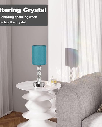 Green Touch Bedside Lamps for Bedrooms - Crystal Table Lamp with USB C+A Charging Port and AC Outlet Nightstand, 3 Way Dimmable Silver Small End Side Table Lamp for Living/Guest/Dinning Room/Kitchen - LeafyLoom