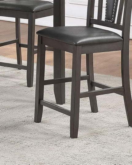 NicBex Small Dining Table Set for 4 5Pc Set Kitchen Breakfast Counter Height Dining Table with Wooden Top Upholstered Cushion 4 High Chairs Dining Room Furniture, Grey Mix - LeafyLoom