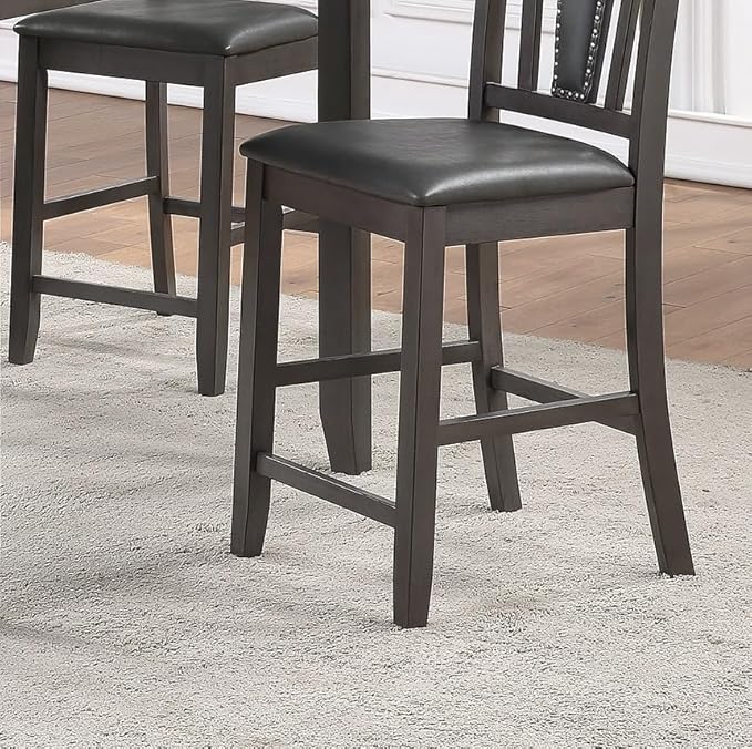 NicBex Small Dining Table Set for 4 5Pc Set Kitchen Breakfast Counter Height Dining Table with Wooden Top Upholstered Cushion 4 High Chairs Dining Room Furniture, Grey Mix - LeafyLoom