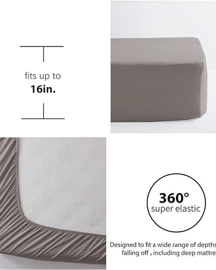 Anluoer Queen Comforter Set 7 Piece, Grey Bed in a Bag with Sheets, All Season Ruffle Shabby Chic Bedding Sets with 1 Comforter, 2 Pillow Shams, 2 Pillowcases, 1 Flat Sheet, 1 Fitted Sheet - LeafyLoom