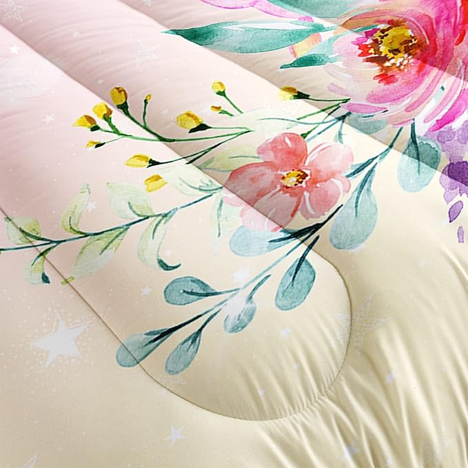 CVHOUSE Butterfly Comforter Set,Floral Butterfly Bedding Set for Girls Kids Teens,Flower Butterflies Comforter Butterflies Duvet Set Room Decor Quilt Set Twin Size - LeafyLoom