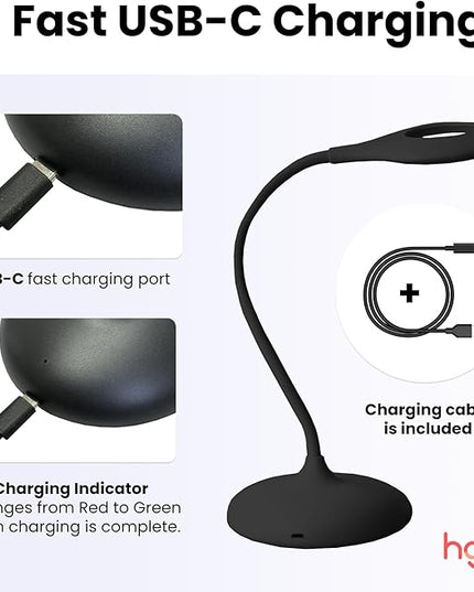 Hooga Desk Lamp, Blue Light Blocking, 3 Color Modes, 1600K Amber, Red, 4000K Full-Spectrum White Light. Office Lamp. Dimmable Reading Lamp. Reduces Eye Strain. Rechargeable. Circadian Rhythm Friendly. - LeafyLoom