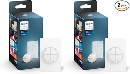Philips Hue Wall Tap Dial Light Switch, Portable, White - 2 Pack - Requires Hue Lights and Hue Bridge - Smart Home - Easy, No-Wire Installation PhilipsHue