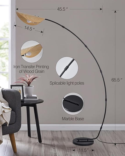 AIDENOEY Arc Floor Lamps for Living Room,Modern Standing Lamp with Leaf Type Lampshade，Over Couch Reading Lamps for Bedroom，Corner Lamp with Foot Switch，Tall Lamp for Home,Office(Bulb Included) - LeafyLoom