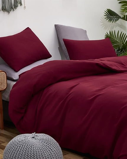 Burgundy Comforter Set King Size Dark Red Bedding Set Pure Burgundy Beddig Soft Durable Quilt Set Women Durable Lightweight Plain Burgundy Blanket Men Breathable Dark Red Bed Comforter Set - LeafyLoom