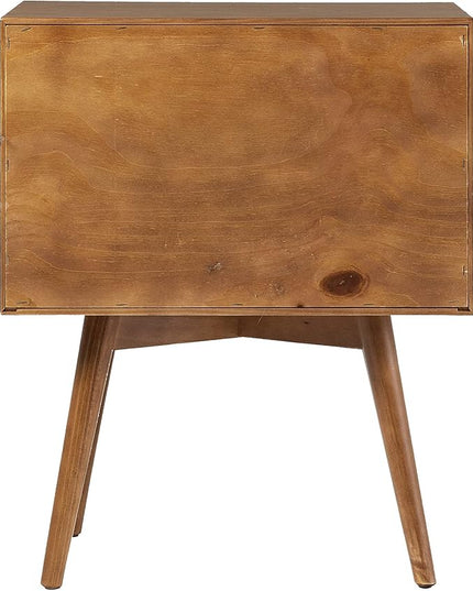 Walker Edison Mid Century Modern Wood Nightstand Side Table Bedroom Storage Drawer and Shelf Bedside End Table, 1 Drawer, Caramel - LeafyLoom