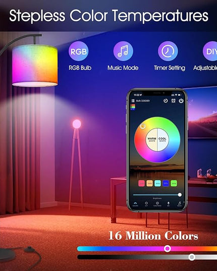 PESRAE LED Floor Lamp Work with Alexa,Google Assistant WiFi App,Modern Standing RGB Lamp with Lampshde,Tall LED Floor Lamp for Bedroom and Office(No Remote Control Include - LeafyLoom