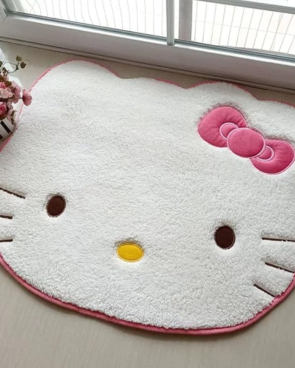 Area Rugs Kawaii Carpet Super Soft Area Rugs Cute Cartoon Kitten Face Pattern Bedroom Mats，Luxury Shaggy High Absorbent and Anti Slip - LeafyLoom