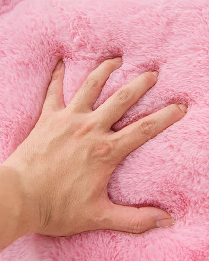 A Nice Night Faux Fur Reading Pillow Bed Wedge Large Adult Children Backrest with Arms Back Support for Sitting Up in Bed/Couch for Bedrest,BabyPink - LeafyLoom