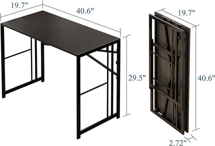 EMODA Folding Computer Desk 40 inch, No Assembly Needed Home Office Table Study Writing Gaming Desk, Black - LeafyLoom