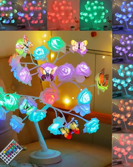 Enchanted Rose Flower Tree Lamp - 16 Vibrant Colors with Remote Control - Ideal Gift for Women, Teens, Girls - Perfect for Wedding, Christmas, Parties - Elegant Home Décor for Living Room, Bedroom - LeafyLoom