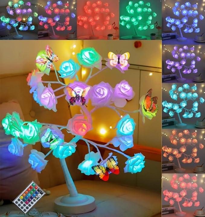 Enchanted Rose Flower Tree Lamp - 16 Vibrant Colors with Remote Control - Ideal Gift for Women, Teens, Girls - Perfect for Wedding, Christmas, Parties - Elegant Home Décor for Living Room, Bedroom - LeafyLoom