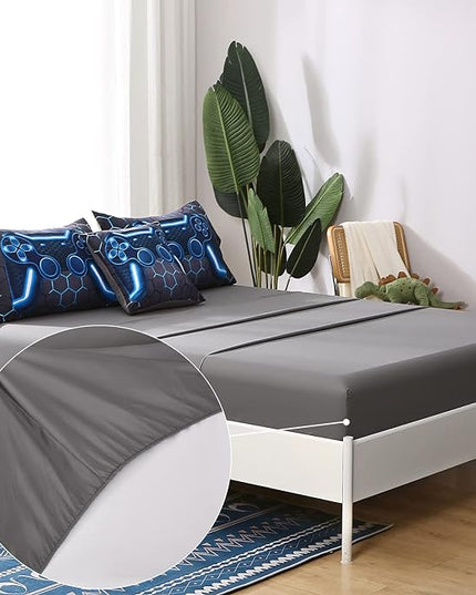 JQinHome Full Gamer Comforter Set,6 Piece Bed in A Bag 3D Video Game Bedding -All Season Down Alternative Gamer Bedding Sets - (Blue Game Controller) - LeafyLoom