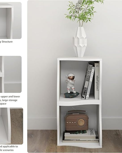 ECYIL Double Layered Independent Storage Rack, Full Circular Color Blocking Bookshelf, Suitable for Home, Office, Living Room, etc (white) - LeafyLoom
