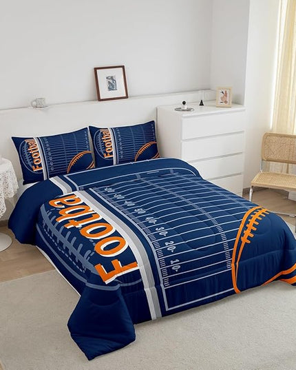 Feelyou Football Bedding Set Full Size Rugby Sports Comforter Set for Kids Boys Girls Decor Soccer Ball Game Comforter Microfiber American Football Duvet Set Bedroom Quilt Set - LeafyLoom