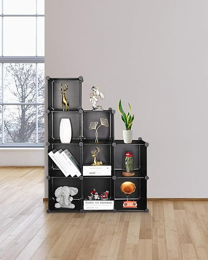 TUMUCUTE Cube Storage Organizer, 9-Cube DIY Plastic Closet Cabinet Modular Bookcase, Storage Shelves for Bedroom Living Room, Office, Black - LeafyLoom
