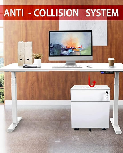 AIMEZO 71" W Standing Desk Frame, Dual Motor Electric Height Adjustable Sit Stand Desk Frame with 4 Memory Preset Button, USB Charging Port for Home Office (3 Tier Legs, White) - LeafyLoom