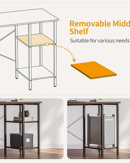 CubiCubi L Shaped Desk, 58.3 inch Computer Corner Desk with 2 Storage Shelves, Home Office Desk with Monitor Stand, Rustic Brown - LeafyLoom
