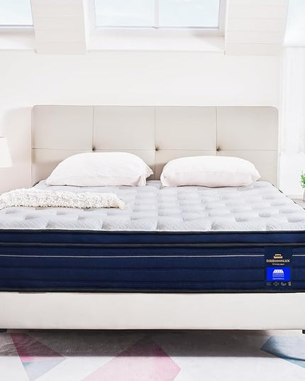 King Size Mattress,12 Inch Gel Memory Foam Hybrid Mattress in a Box,Motion Isolation Individually Pocket Innerspring ,Pressure Relief,Back Pain Relief,Breathable,Medium Softer,Non-Fiberglass Mattress - LeafyLoom