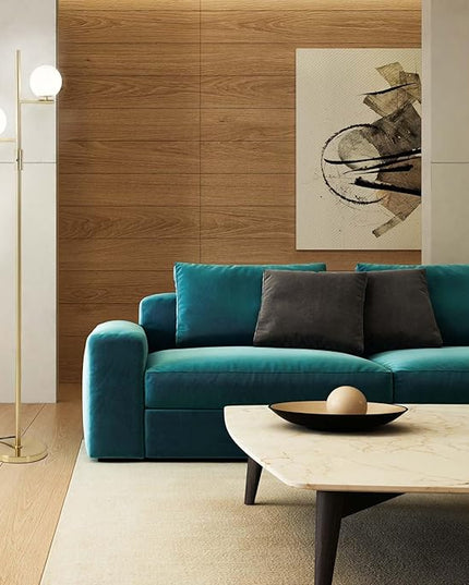 Dimmable Floor Lamp,Modern Floor Lamp,Gold Floor Lamp,Mid-Century Floor Lamps,Frosted Glass Stand Up Lamp for Living Room, Bedroom,Office,Contemporary LED Tall Pole Lamp Indoor - LeafyLoom