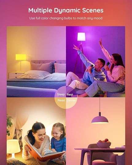 Govee Smart Light Bulbs, Color Changing Light Bulb, Work with Alexa and Google Assistant, 16 Million Colors RGBWW, WiFi & Bluetooth LED Light Bulbs, Music Sync, A19, 800 Lumens, 4 Pack Govee