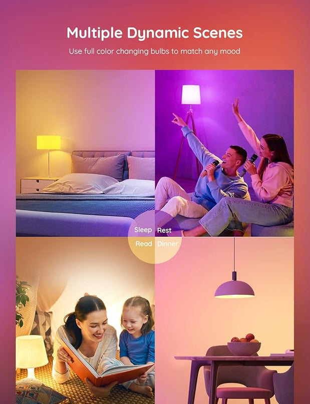 Govee Smart Light Bulbs, Color Changing Light Bulb, Works with Alexa and Google Assistant, 16 Million Colors RGBWW, WiFi & Bluetooth LED Light Bulbs, Music Sync, A19, 800 Lumens, 1 Pack Govee
