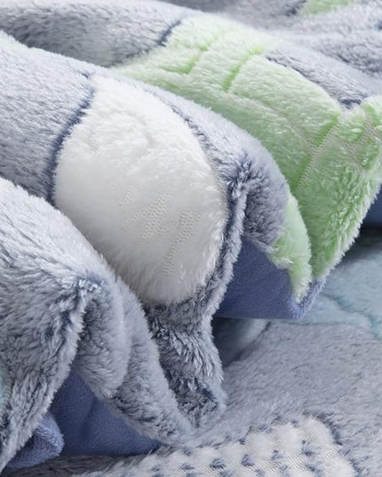 HOMBYS Glow in The Dark Comforter Set 5 Piece Twin/Twin XL with Sheets, Blue Dinosaur Velvet Bedding Comforter Sets for Twin Bed, Ultra Soft Down Alternative Comforter for Boys Kids, Bed in a Bag - LeafyLoom