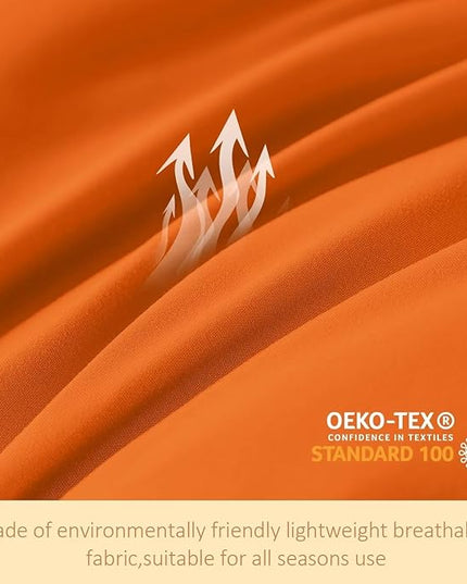 WhatsBedding Queen Comforter Set, Lightweight 3 Pieces Bedding Set for All Season Soft Down Alternative Burnt Orange Bed Set with 2 Pillow Cases, Queen Size,88"x90" - LeafyLoom