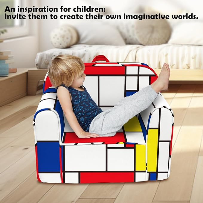 Cuddly Toddler Chair, Kids Snuggly-Soft armchair,Kids Sofa Chair with Washable and Removable Cover,Toddler Foam Chair with Friendly Carrying Handle, Reading Couch for Boys and Girls - LeafyLoom