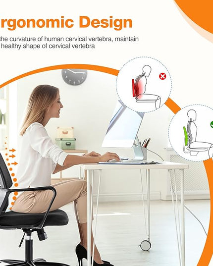 Home Office Chair, Mesh Mid High Back Ergonomic Computer Executive Task Desk with Lumbar Support, Armrest, Rocking Swivel Tilt Function, Wheels, Sponge Seat Cushions for Adult Black - LeafyLoom