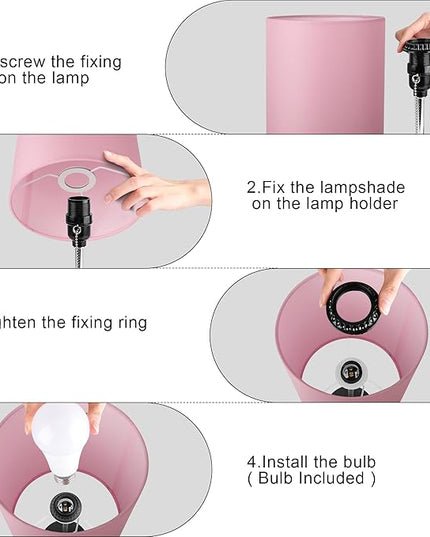 WIHTU 3 Color Temperature Bedside Table Lamps Set of 2, Modern Small Lamp with USB and Outlet, Bedroom Lamp for Nightstand with Chain Switch, Pink Desk Lamp for Living Room, Two Bulbs Included - LeafyLoom